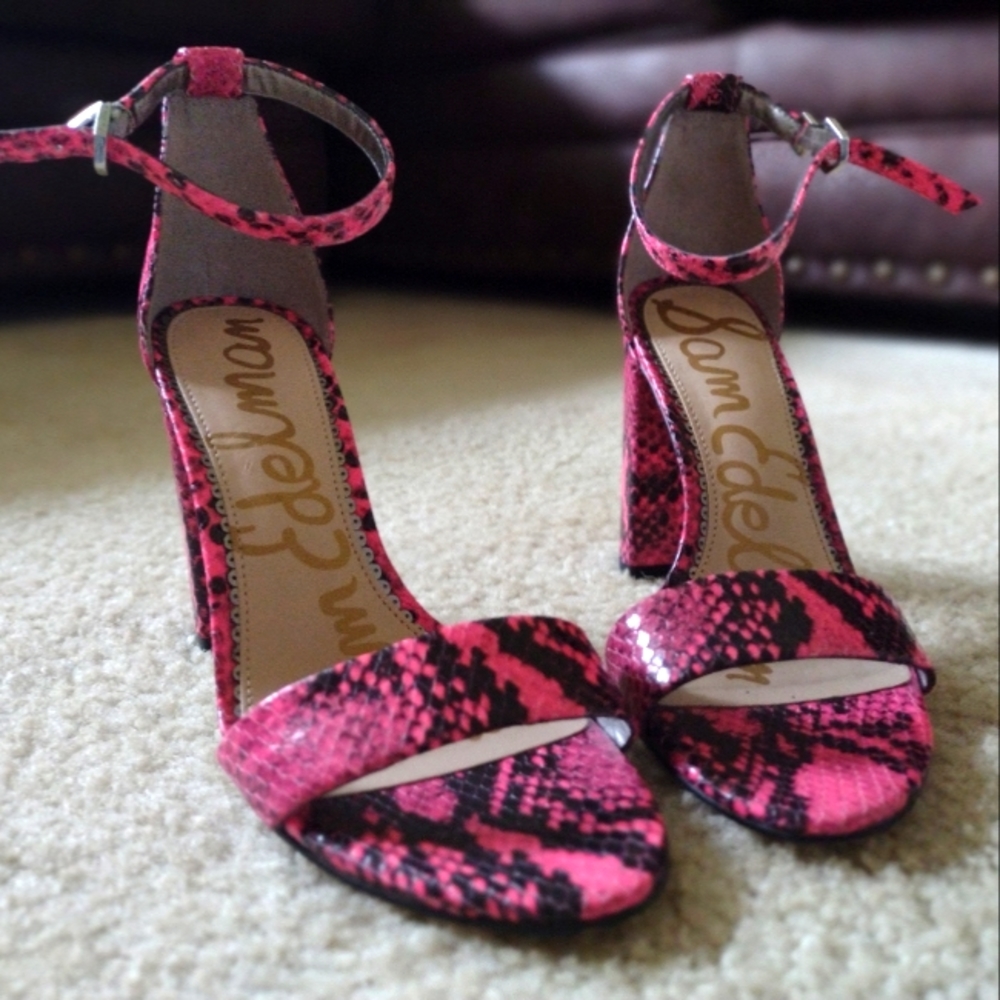Sam Edelman Heels Pink Snake Print 👠